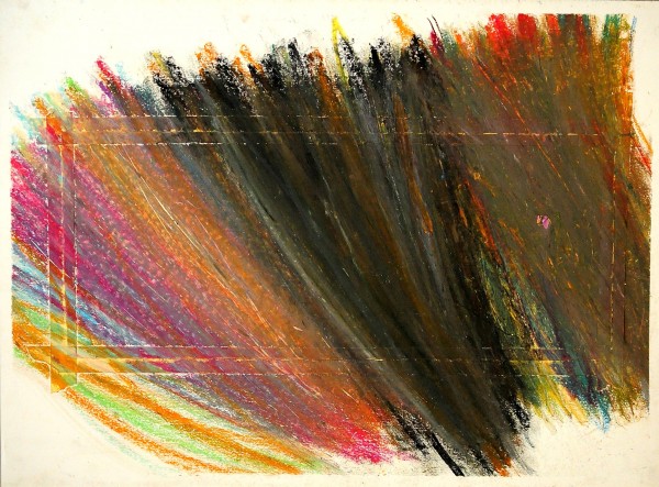 Pomp Uschi: Bez názvu, Olejová křída na papíře, 2001, 56x76 cm