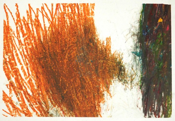 Pomp Uschi: Bez názvu, Olejová křída na papíře, 2001, 44x63 cm