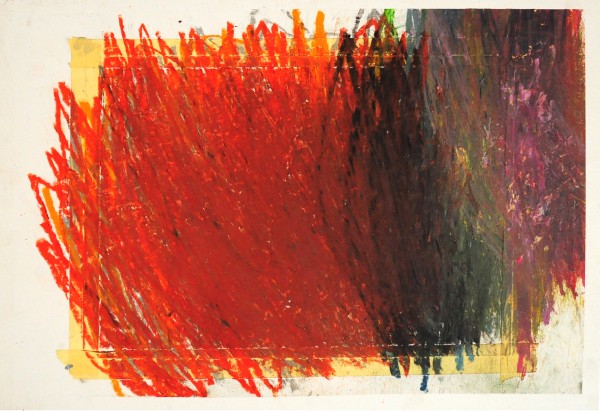 Pomp Uschi: Bez názvu, Olejová křída na papíře, 2001, 44x63 cm