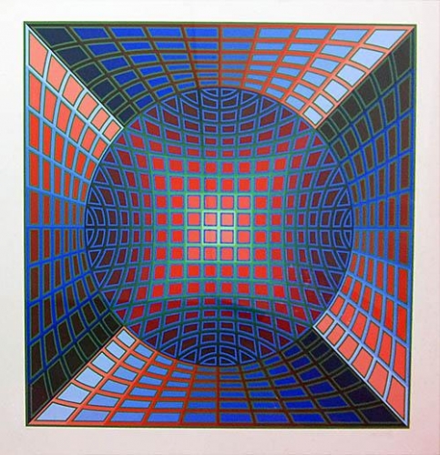 Victor Vasarely: VI-VA, serigrafie, signováno PD, číslováno 142/250, 79x79 cm