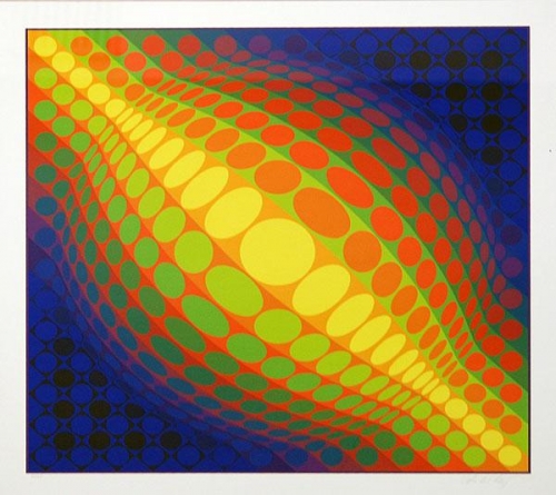 Victor Vasarely: Globe, serigrafie, signováno PD, číslováno 56/250, 65,5x65,5 cm