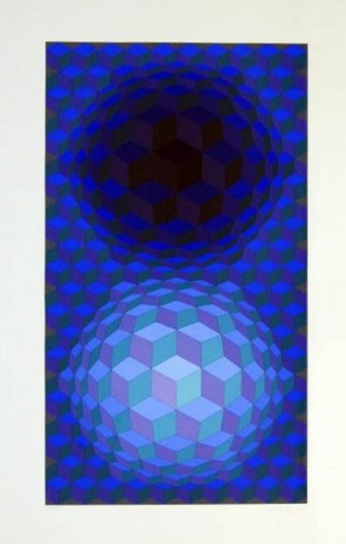 Victor Vasarely: Optická kompozice, serigrafie, signováno PD, číslováno 27/225, 90x49 cm