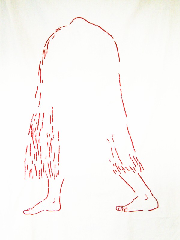 Dagmar Šubrtová: Žena-skřet, 2011, ruční výšivka,120x70 cm