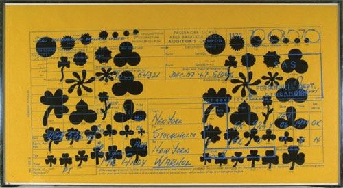 Andy Warhol: SAS PASSENGER TICKET, serigrafie, rok 1968, signováno vzadu A.Warhol, 68x124 cm